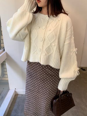 mellow's 2way袖リボンニット（カーディガン）