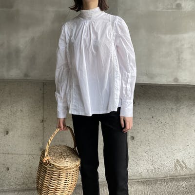 classical high-neck blouse